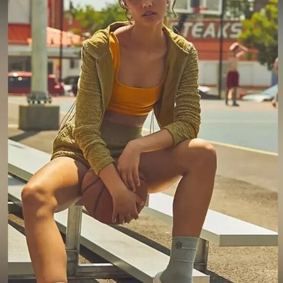 NWT FREE PEOPLE Kadi Quilted Short and Cropped Zip Up Hoodie Set Size Small - Picture 2 of 15